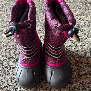 Sorel Pink and Black Rain & Snow Boots with Lace-Up Design